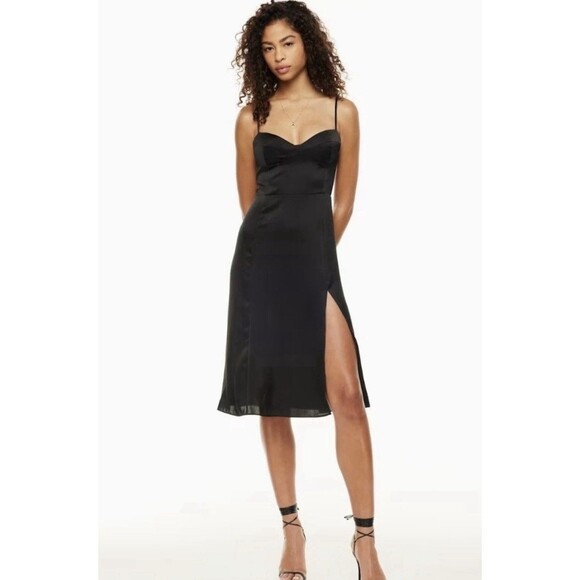 Wilfred Dresses & Skirts - Aritzia Wilfred Affogato Midi Slip Dress Women’s Black Noir Size 4 NWT